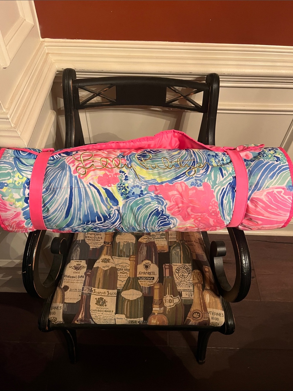 Lilly Pulitzer Beach Roll Mat with Pillow and carry strap